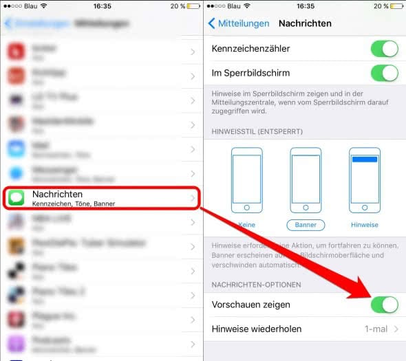 iPhone Nachrichten Vorschau im Sperrbildschirm nicht anzeigen!