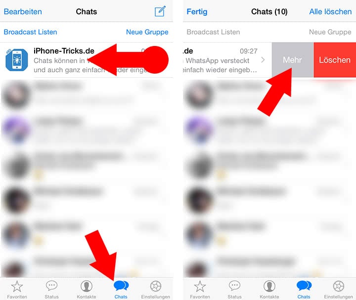 WhatsApp Chats verstecken und wieder einblenden iPhone