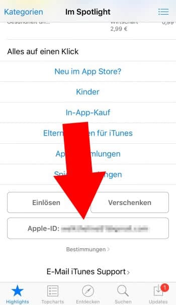Apple ID anzeigen
