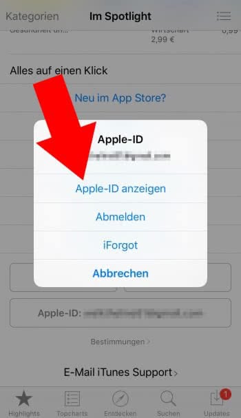 Apple ID anzeigen