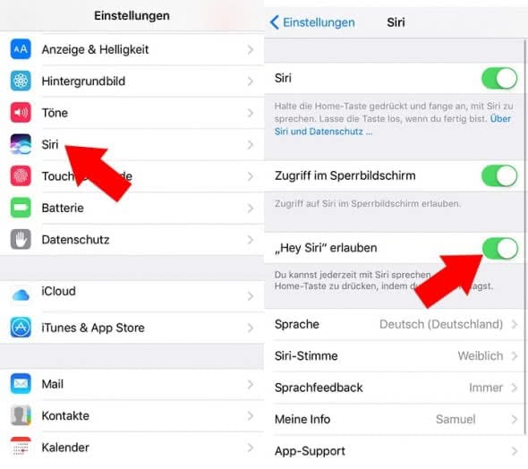 Siri per Sprachbefehl starten mit "Hey Siri"