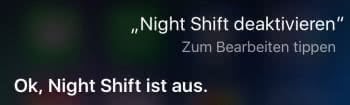 Night Shift deaktivieren mit Siri
