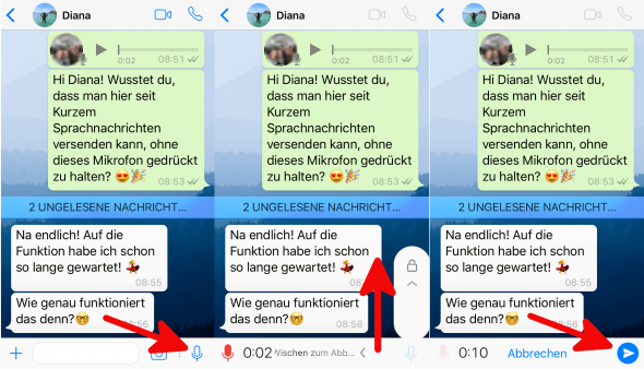 WhatsApp Sprachnachrichten Aufnehmen Ohne Festhalten