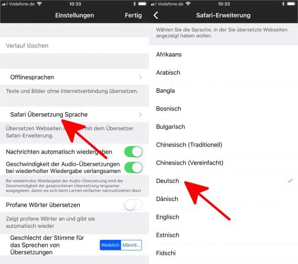 Safari-Webseiten übersetzen auf dem iPhone mit der Microsoft Translator-App