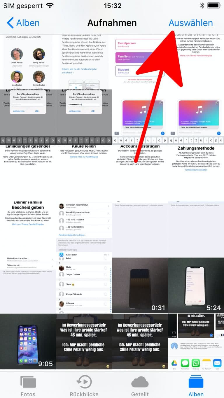 Mehrere Fotos & Bilder mit dem iPhone versenden