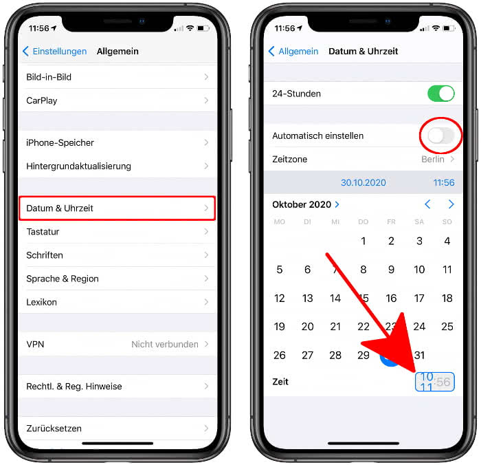 iPhone Uhrzeit einstellen