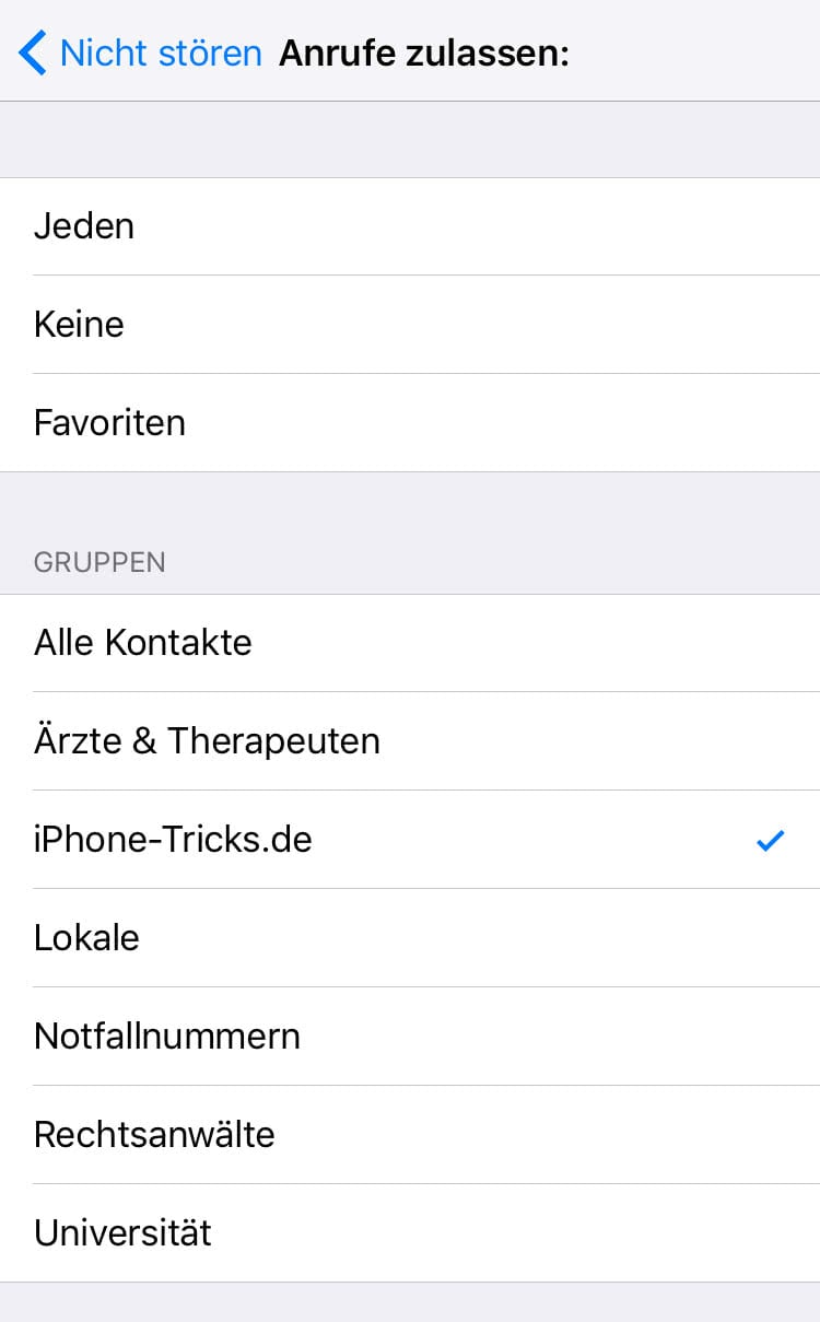 Nicht stören iPhone Modus Bestimme Anrufe zulassen!