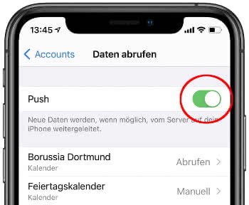 E-Mail Push-Benachrichtigungen deaktivieren oder aktivieren am iPhone