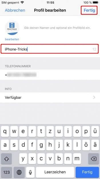 In WhatsApp den Namen ändern am iPhone 