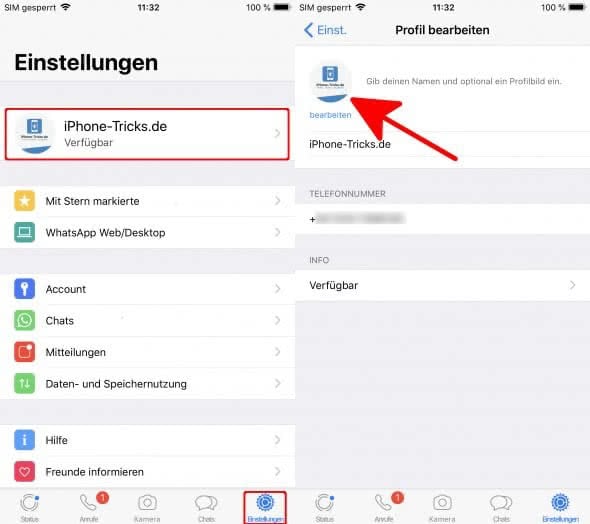 WhatsApp Profilbild ändern am iPhone