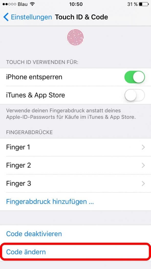 iPhone Code mit Buchstaben und Zahlen einrichten