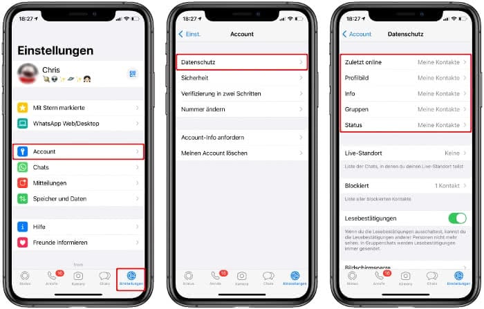 WhatsApp Datenschutzeinstellungen