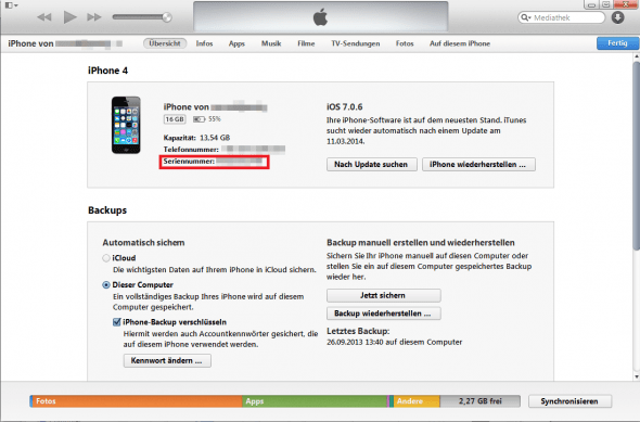 Euer iPhone in iTunes
