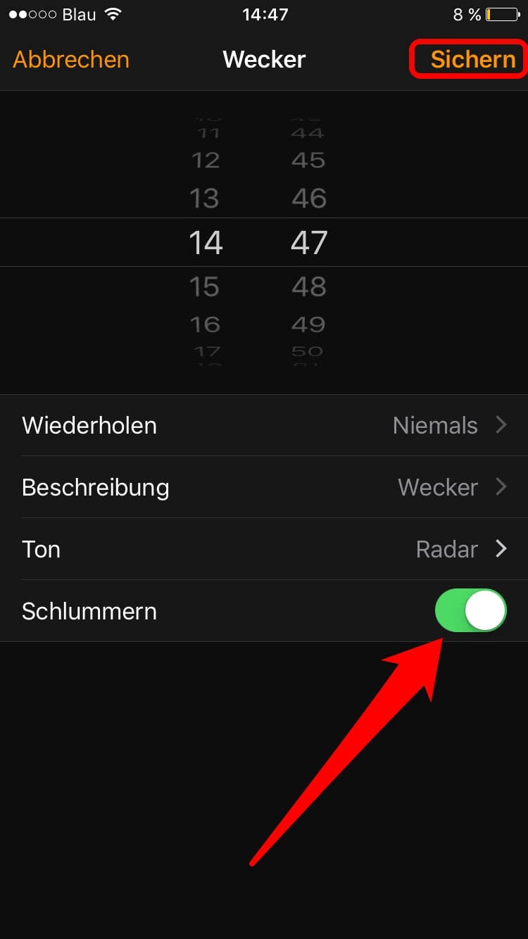 iPhone Wecker Schlummern einstellen und aktivieren