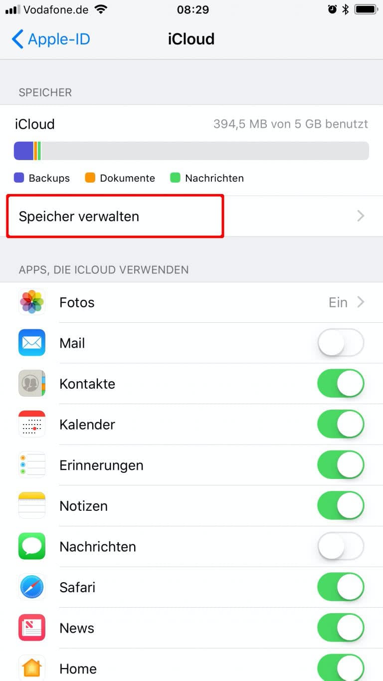 iPhone Speicher erweitern mit mehr iCloud Speicherplatz