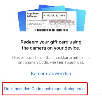 iTunes Karte manuell einlösen auf dem iPhone