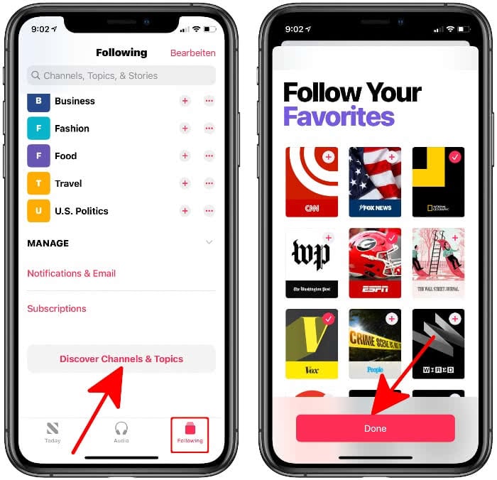 Apple News App personalisieren auf dem iPhone