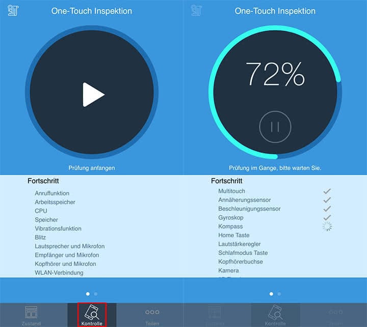 iPhone Fehlerdiagnose durchführen mit Phone Doctor Plus-App