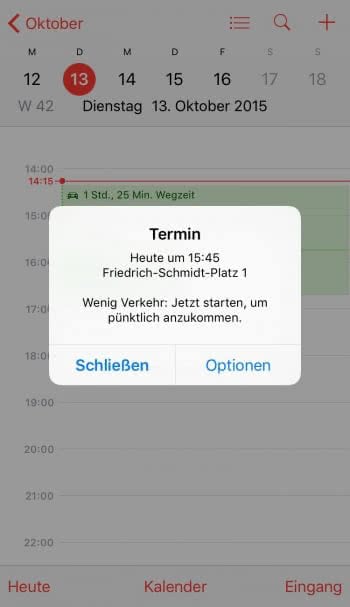 iPhone Kalender Termine mit Wegzeit erstellen