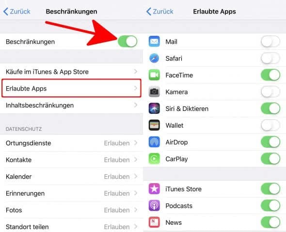 iPhone Apps sperren