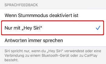 Siri Sprachfeedback einstellen