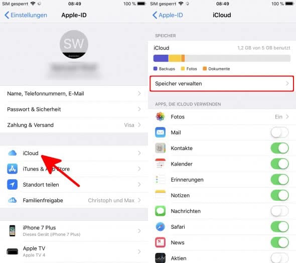 Datenreste von Apps aus iCloud entfernen
