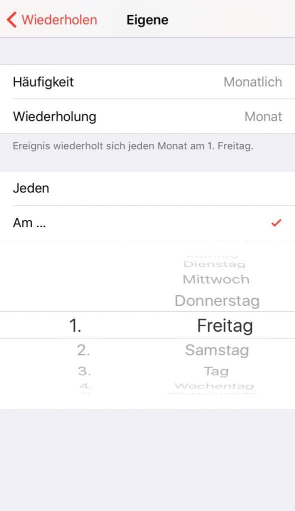 Iphone Kalender 4 Wochen Wiederholung 