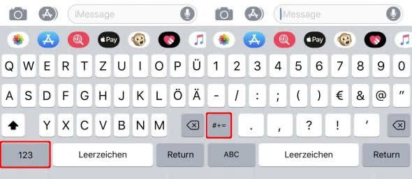 iPhone Tastatur Sonderzeichen