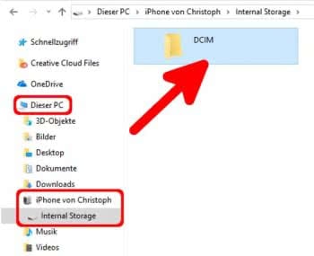 Fotos von iPhone auf PC übertragen mit Windows Explorer