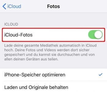 iCloud-Fotos aktivieren auf dem iPhone