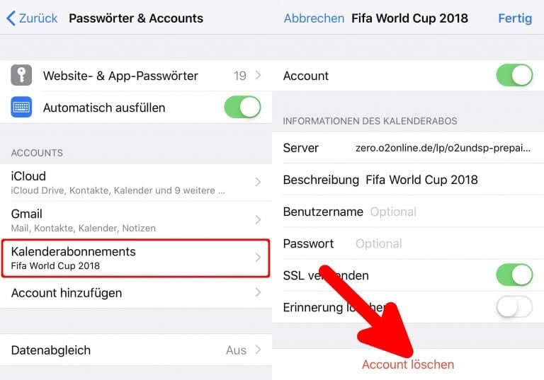 iPhone Kalender löschen & Kalender Abonnement entfernen