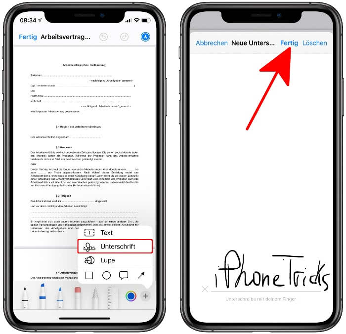 PDF-Dokument unterschreiben auf dem iPhone