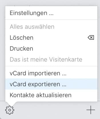 Kontakte exportieren als VCF-Datei