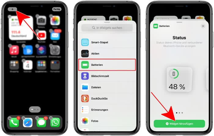 Batterien-Widget hinzufügen auf dem iPhone