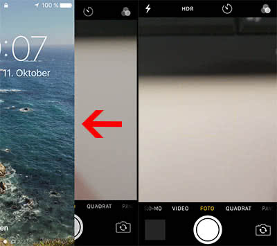iPhone-Kamera öffnen im Lockscreen