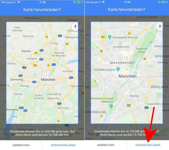 Google Maps offline Karten nutzen am iPhone - so geht's!