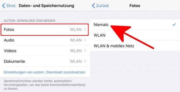 WhatsApp Fotos nicht automatisch speichern auf dem iPhone