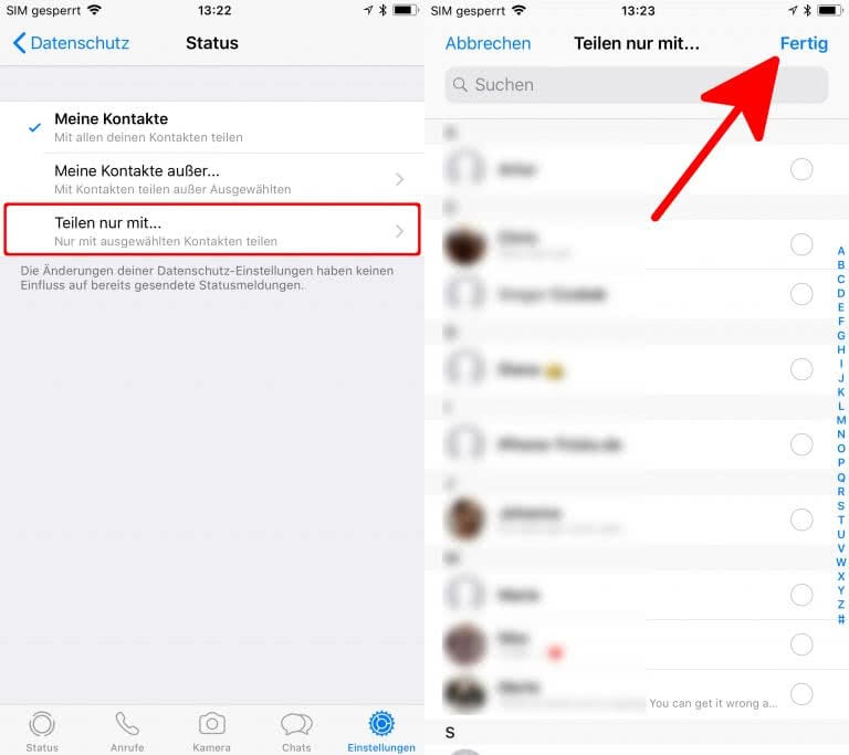 Können Nicht Gespeicherte Kontakte Den Whatsapp Status Sehen Status löschen bei WhatsApp oder Status deaktivieren & nicht sichtbar