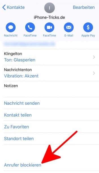Unbekannte Nummer blockieren in der Telefon-App am iPhone