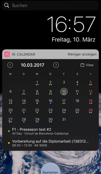 "Widget Calendar" anpassen