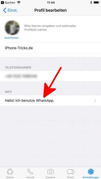 WhatsApp Status ändern und Statussprüche einstellen am iPhone