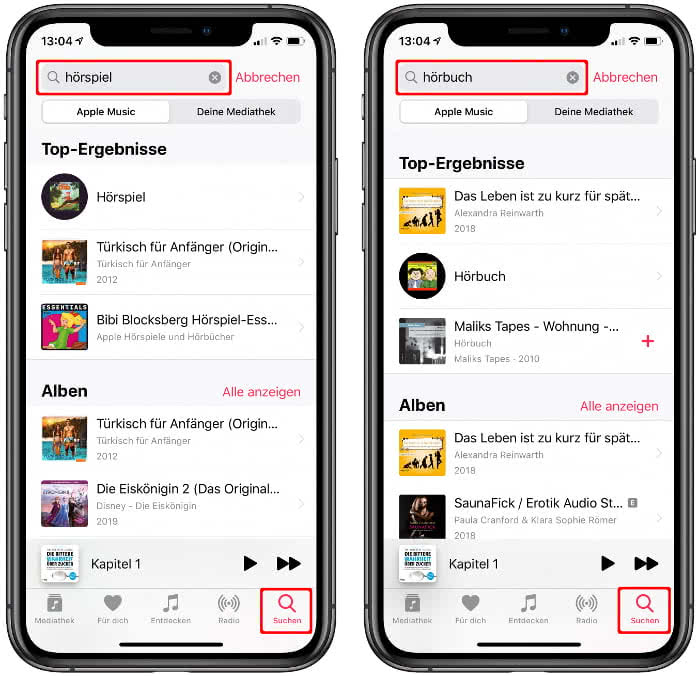 Hörbücher und Hörspiele suchen auf Apple Music