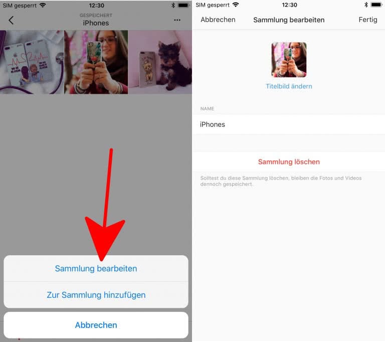Instagram Fotos &amp; Videos in Sammlungen speichern &amp; löschen