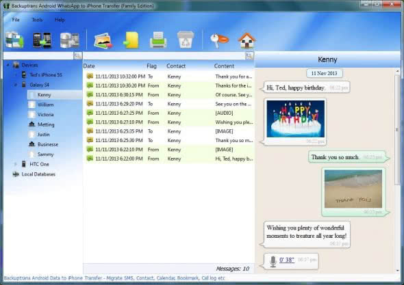 Backuptrans Android WhatsApp to iPhone Transfer