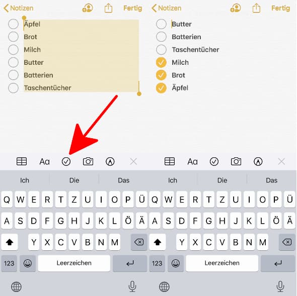 To-do-Liste erstellen in der Notizen-App