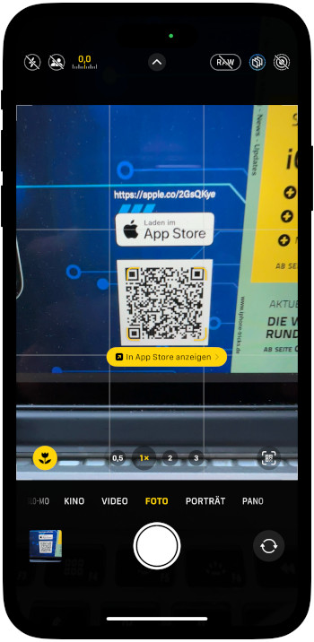QR-Code scannen via iPhone-Kamera