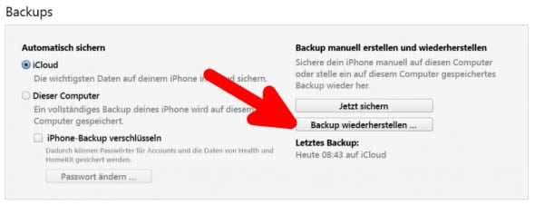 iPhone Backup wiederherstellen