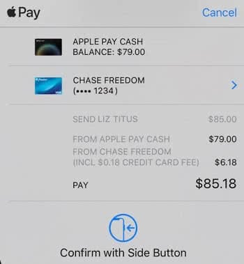 Apple Pay Cash Zahlungsmethode auswählen