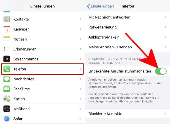 Anonyme Anrufe blockieren auf dem iPhone