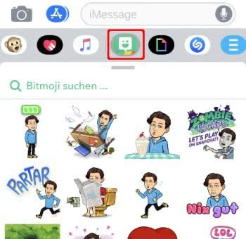 Bitmoji in iMessage auf dem iPhone
